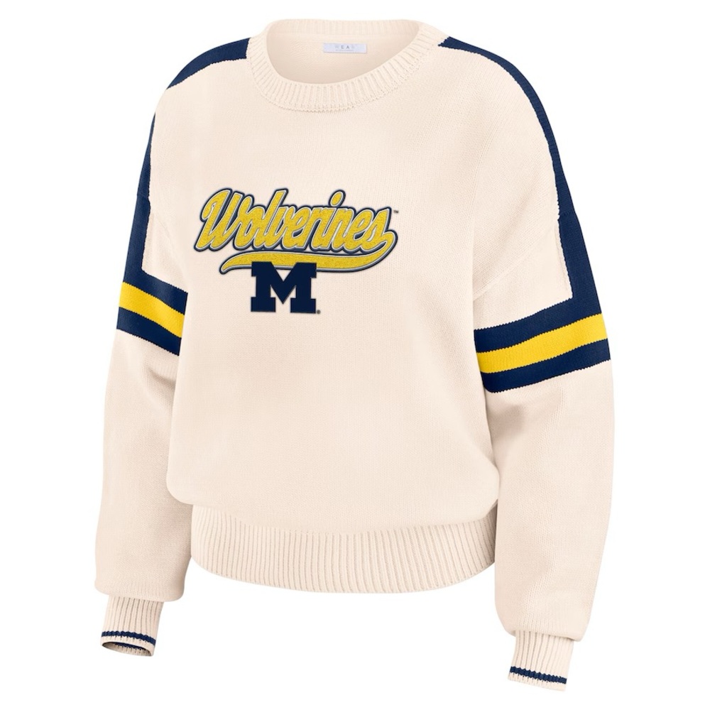 WEAR by Erin Andrews Michigan Wolverines Chenille Woven Pullover Sweater
